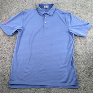 Peter Millar Polo Shirt Mens Large Blue Stripe Summer Comfort Performance Golf‎